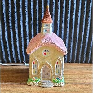 Venture Hopalong Church Porcelain Painted Lighted Easter House Church, Boxed